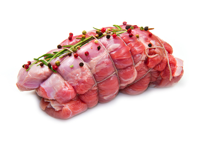 Roast leg of Sicilian lamb larded and stuffed with mint